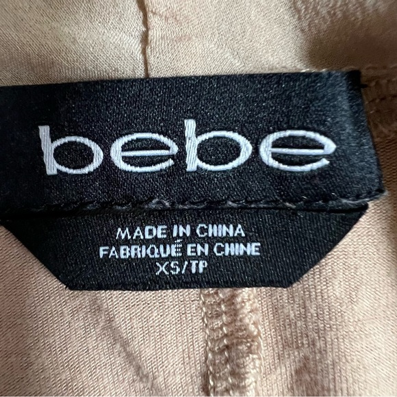 BEBE TAN LONG SLEEVE PLUNGING V NECK CUTOUT BODYSUIT BLOUSE SIZE XS - Picture 7 of 8